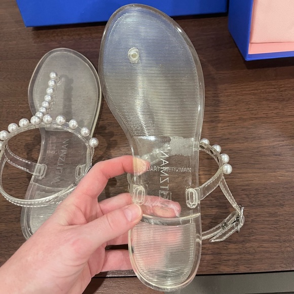 Stuart Weitzman Pearl Embellished Clear Jelly Sandals - Picture 8 of 11